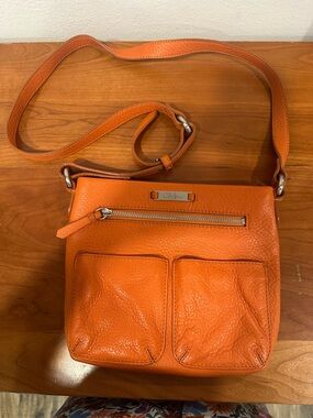Cole Haan Orange Pebbled Leather Crossbody Bag